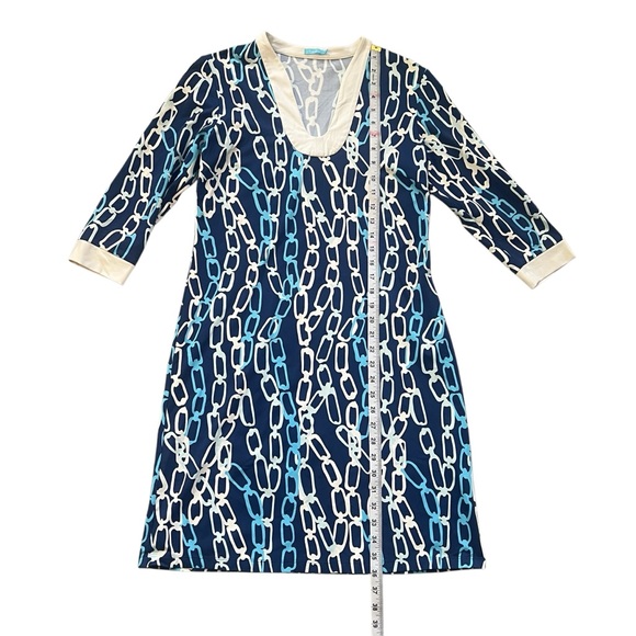 J. McLaughlin Blue Chainlink Gisele Catalina Cloth Dress Sz M - Picture 7 of 10